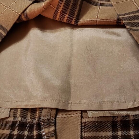 LAST CHANCE Vintage beige plaid virgin wool midi skirt medium - Picture 9 of 10